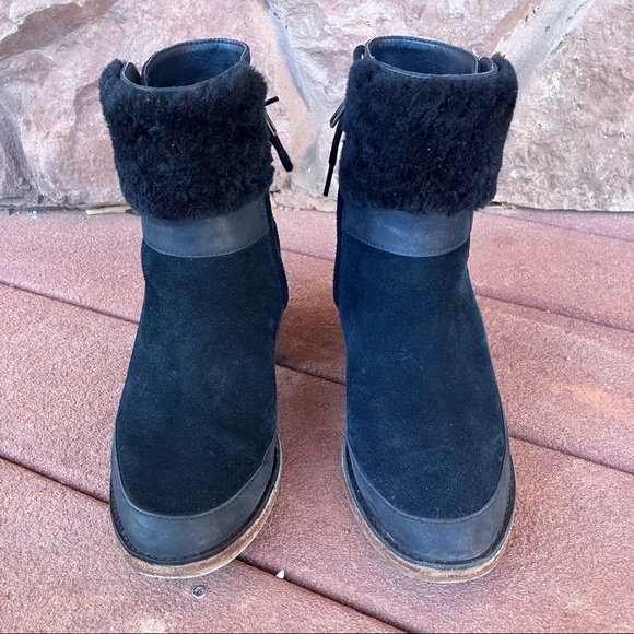 UGG Kirke Shearling-Trimmed Leather & Suede Ankle Boots - Picture 4 of 14